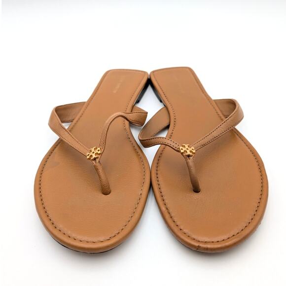Tory Burch Classic Flip Flop Leather Sandals Women's Slip-On Brown Size US9M - Picture 2 of 11